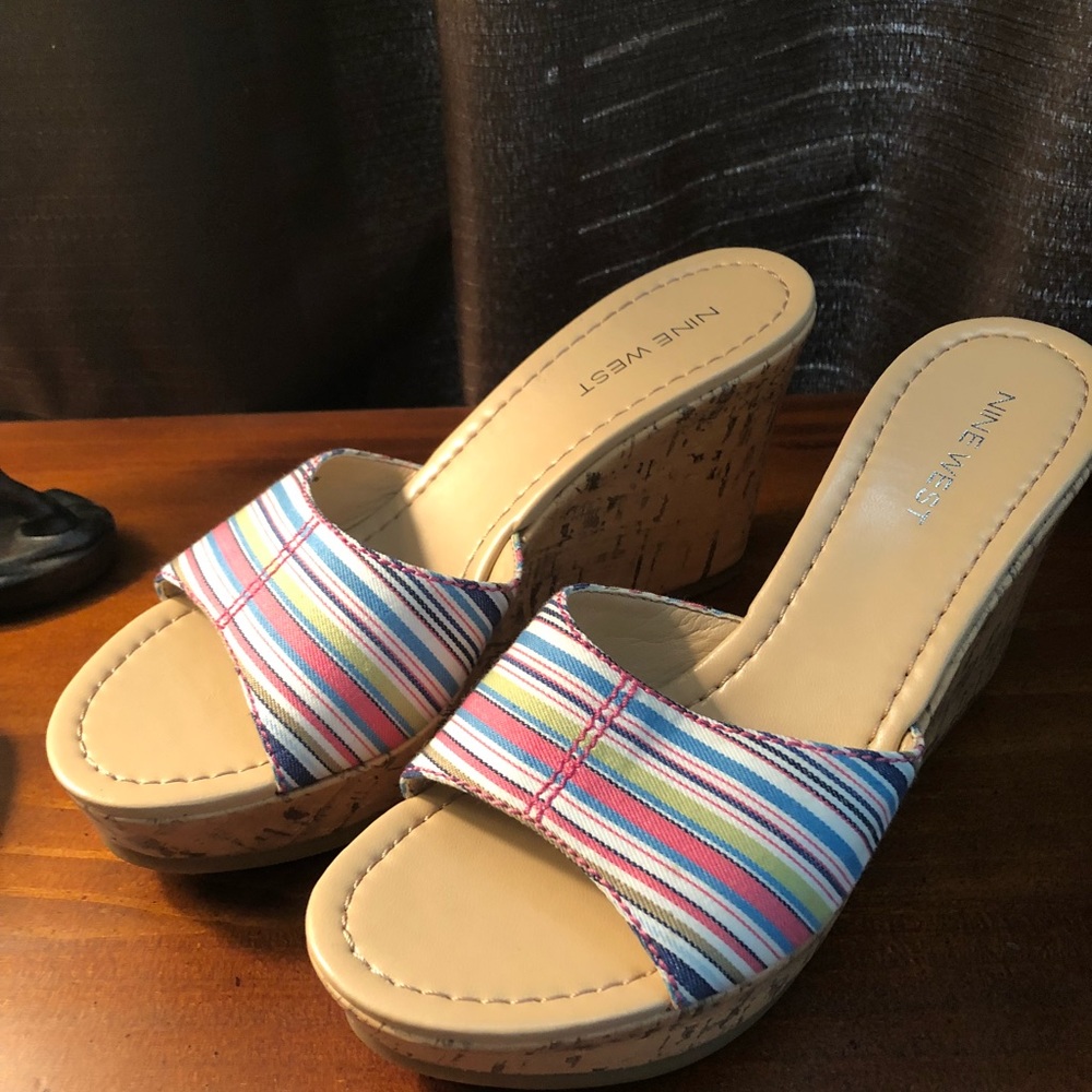 Brand New Nine West Wedge Cork Sandals 7